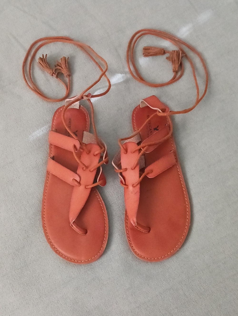 American Eagle Outfitters Orange Lace-Up Tassel Sandals